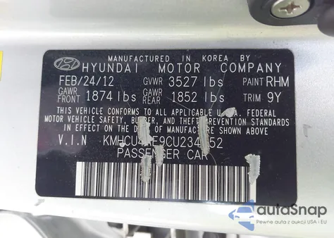 2012 Hyundai Accent Gls/Gs/Se из США, поврежденный, VIN KMHCU4AE9CU234052
